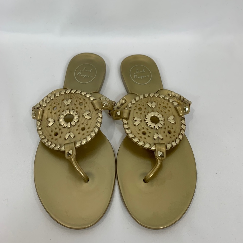 Jack Rogers Gold Georgica Metallic Thong Sandal - Picture 2 of 5